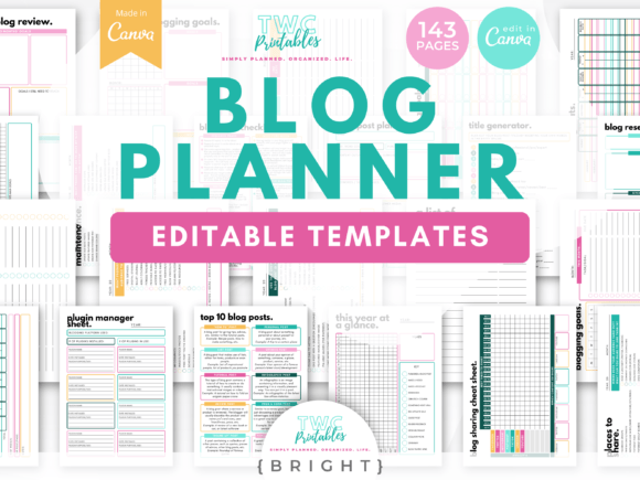Download Blog Planner Canva Templates | BRIGHT - Bright Collection