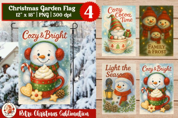 Download Retro Christmas Garden Flag Sublimation - Retro christmas Collection