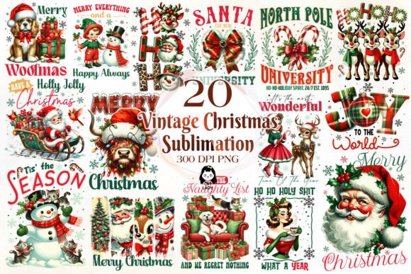 Download Vintage Retro Christmas Sublimation - Retro christmas Collection