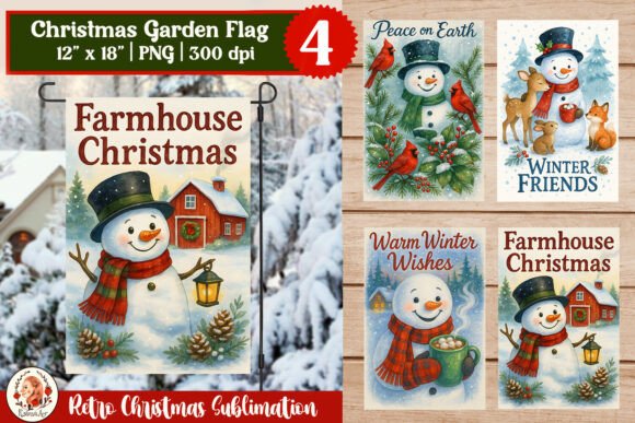 Download Retro Christmas Garden Flag - Retro christmas Collection