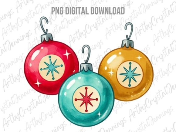 Download Retro Christmas Ornaments PNG - Retro christmas Collection