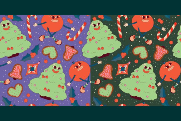 Download 2 Retro Christmas Seamless Pattern - Premium Bundle